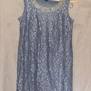 R&M Richards Elegant Blue Lace Mini Dress